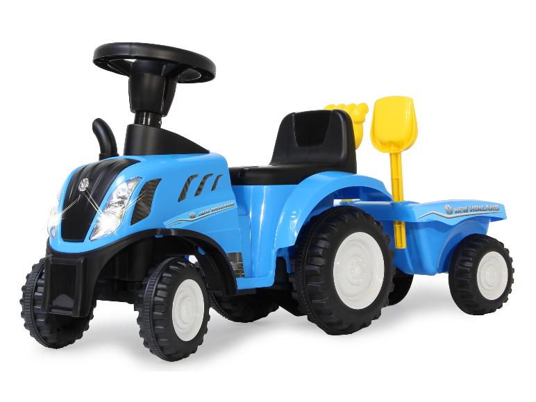 Blauer New Holland Spieltraktor mit gelber Schaufel.