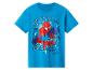 Blaues Kurzarm-T-Shirt mit einem grafischen Aufdruck eines Superhelden und Text