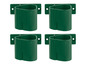 Vier grüne Parkside Wandhalter für Werkzeug.