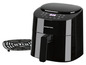 Ein schwarzer Gourmetmaxx Airfryer mit einem Rost