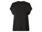 Schwarzes Kurzarm-T-Shirt mit Spitzendetails an den Schultern