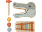 Holzspielzeug Krokodil mit Hammer, Bällen und Xylophon.