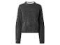 Dunkelgrauer Strickpullover mit geripptem Kragen und Bündchen