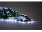 Weiße Weihnachtsbeleuchtung auf einem Tannenzweig.