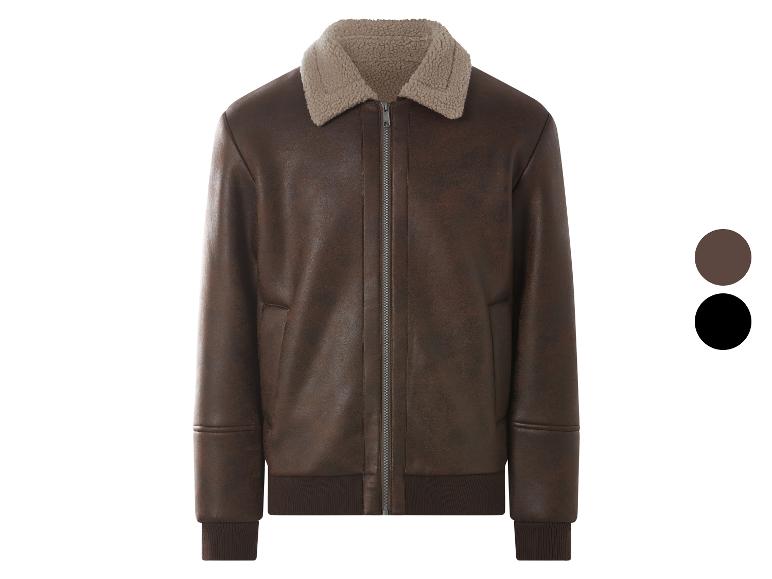 Braune Herren-Lederjacke mit Lammfellkragen