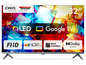 Ein 32 Zoll CHIQ QLED-Fernseher mit Google TV, HDR10, Dolby Audio und einem rahmenlosen Metallgehäuse.