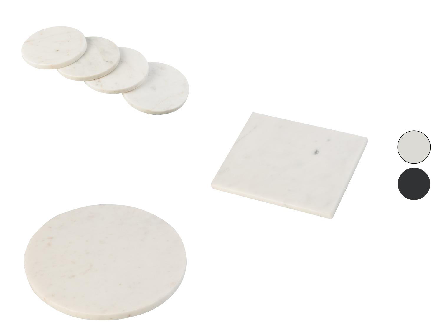 GoCraft Marmor-Untersetzer Rund – Handgefertigt, Mit Goldfarbenem Messing-Inlay, Set Aus 6 Stück