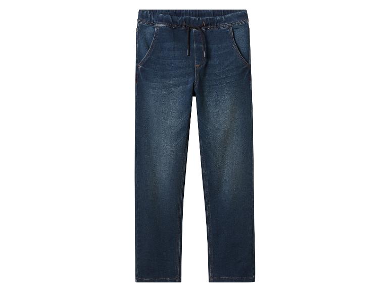 Herren-Joggerhose aus dunkelblauem Denim mit Kordelzug.