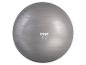 Grauer Gymnastikball mit Aufschriften und Symbolen, 65 cm Durchmesser, max. 120 kg.