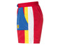 Rote Badehose mit Lidl-Logo und bunten Streifen.