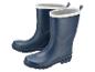 Blaue Gummistiefel mit Fellfutter und praktischen Schlaufen.
