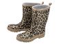 Regenstiefel mit Leopardenmuster und Kunstfellfutter