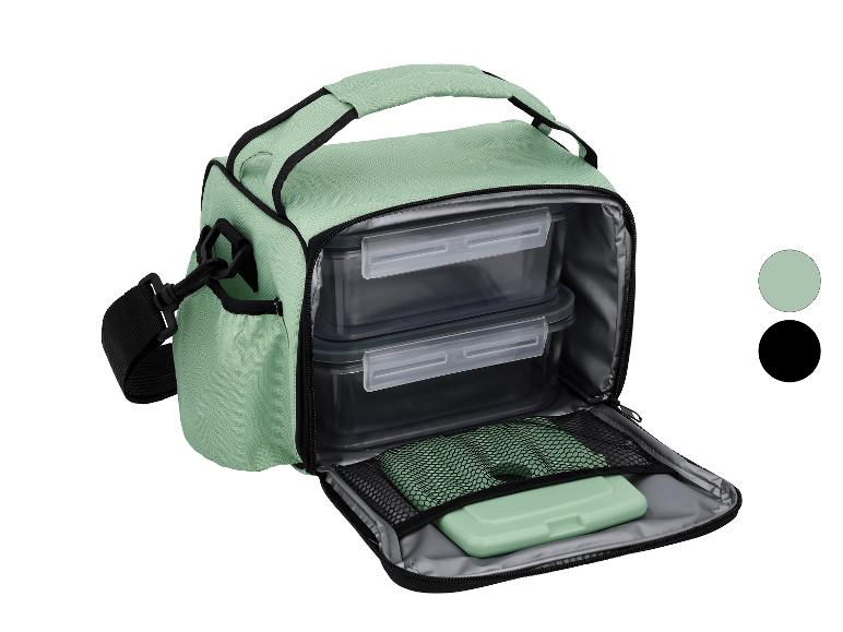 Mintgrüne Thermo-Lunchtasche mit zwei Behältern und einer kleinen Box