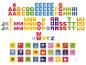 Buntes Alphabet mit Buchstaben und Illustrationen von Tieren und Objekten.
