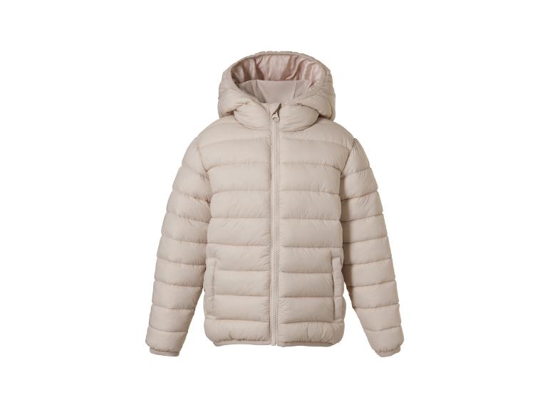 Hellbeige Steppjacke mit Kapuze und Reißverschluss