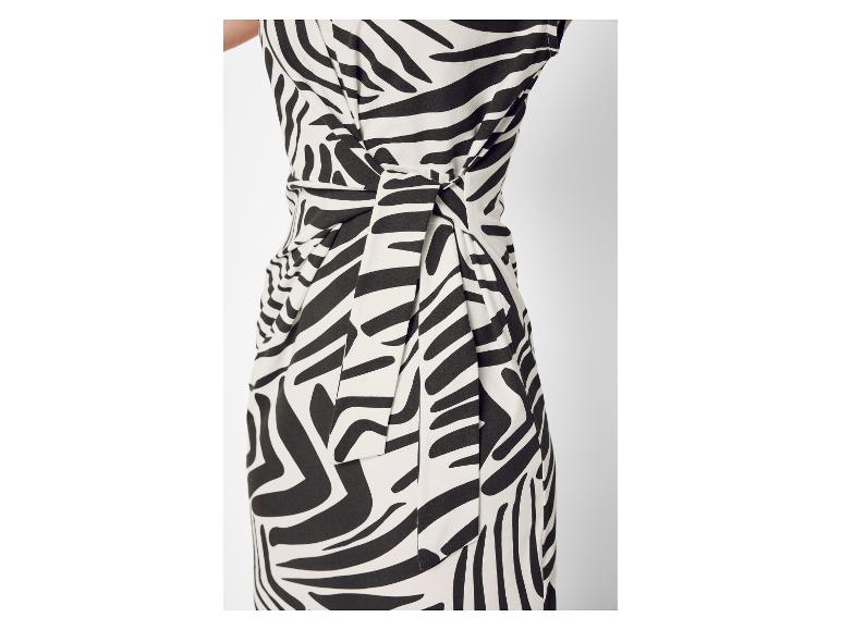 Elegante Wickelkleid mit Zebrastreifenmuster.
