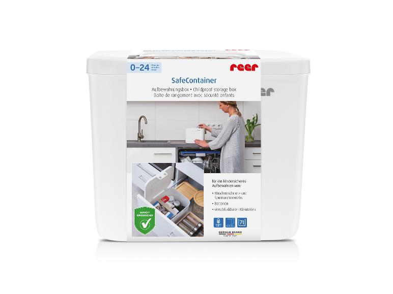 REER SafeContainer Kindersichere Aufbewahrungsbox für Waschmittel, Batterien und Kleinteile.