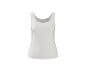 Weißes Damen-Tanktop mit sichtbarem Größenetikett.