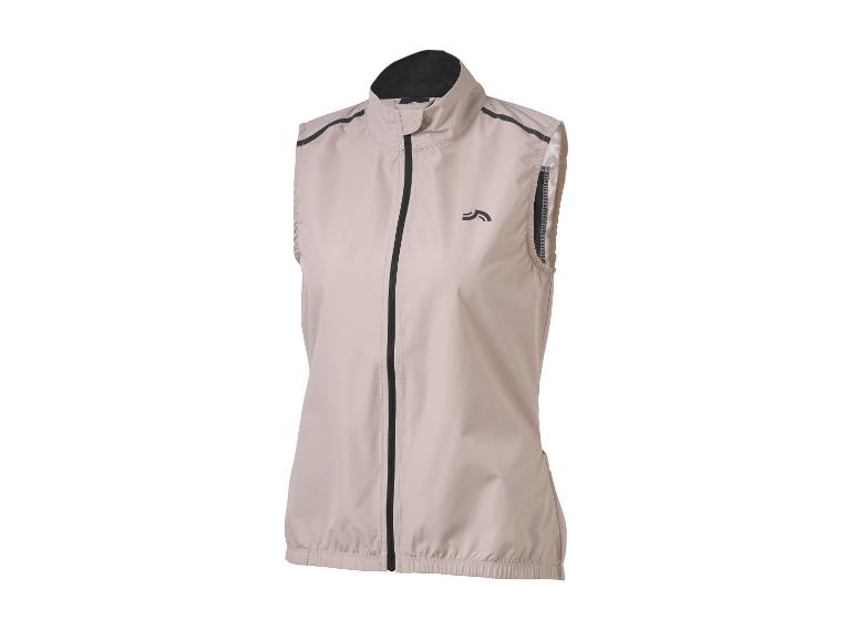 Leichte ärmellose Laufweste in Beige mit schwarzem Reißverschluss und reflektierenden Details