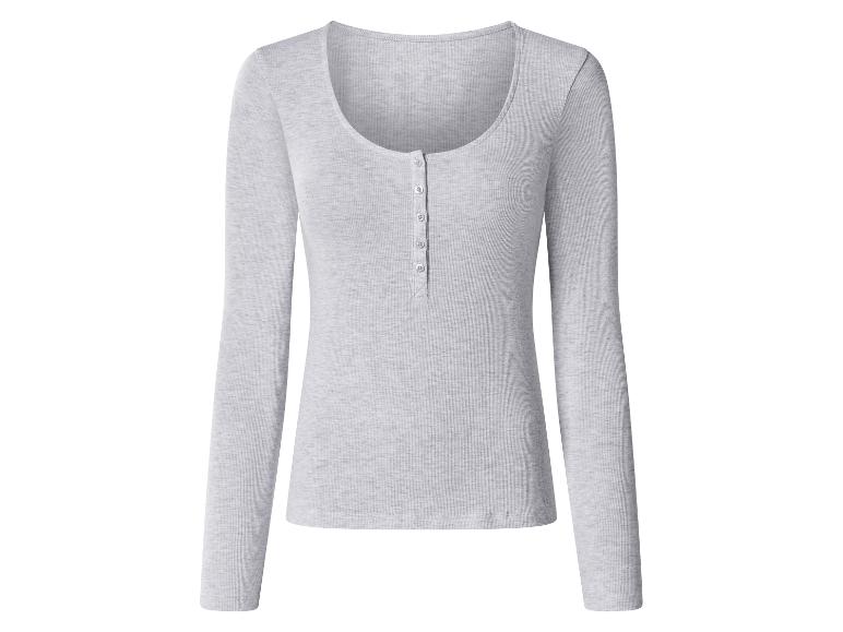 Graues Damen-Langarmshirt mit U-Ausschnitt