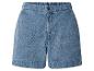 Hellblaue Jeans-Shorts mit elastischem Bund und Knopf.