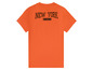 Orangefarbenes T-Shirt mit 'New York State' Aufdruck.