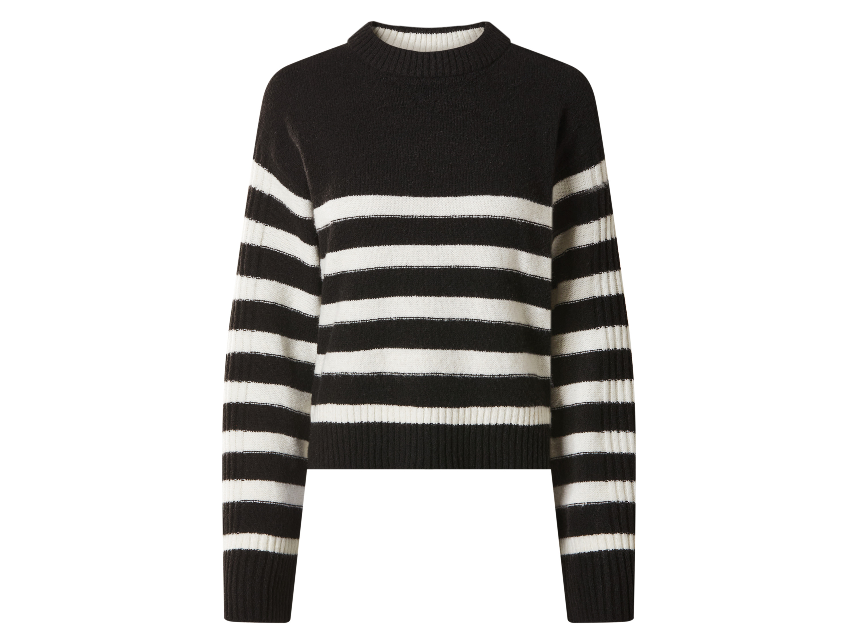 ESMARA® Damen Strickpullover (Schwarz/weiß, M(40/42))