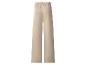 Beige weite Damenhose mit elastischem Bund und Taschen.