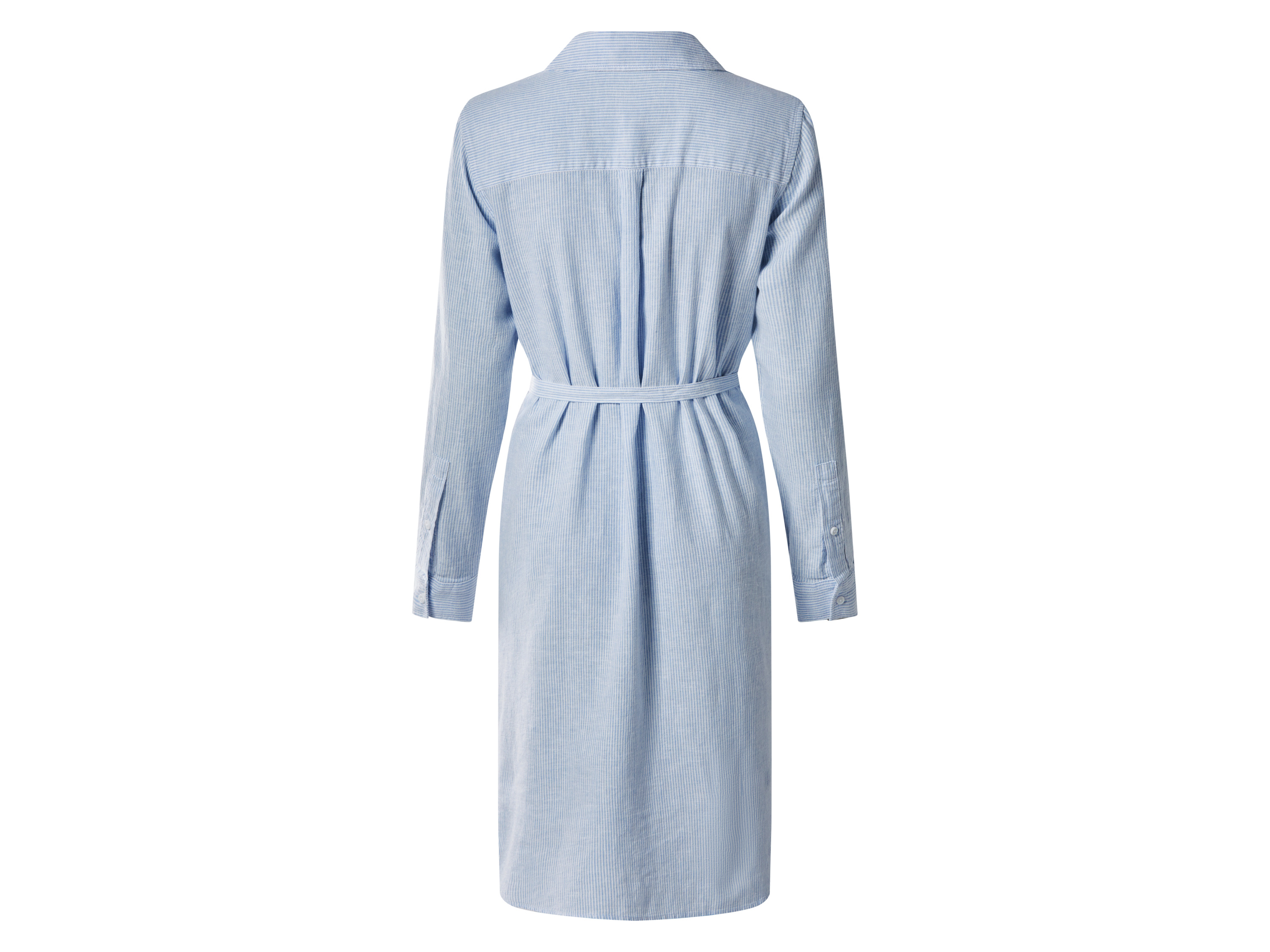 ESMARA® Damen Kleid mit Leinen (Blau/Weiß, L (44/46)) – Bild 3 von 4