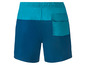 Blaue Badehose mit türkisfarbenen Akzenten und einer Tasche hinten.