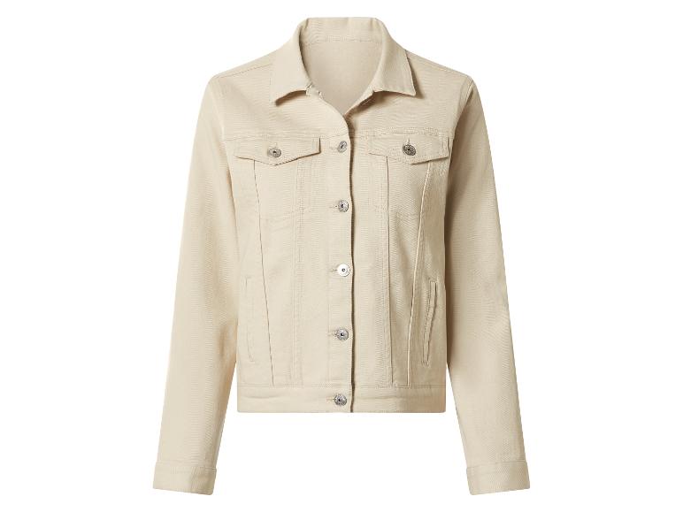 Beige Jeansjacke mit silbernen Knöpfen