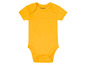 Ein gelber Lupilu Baby-Body mit kurzen Ärmeln.