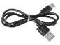 Schwarzes USB-A zu USB-C Ladekabel, ordentlich aufgerollt und mit einem weißen Kabelbinder gesichert.