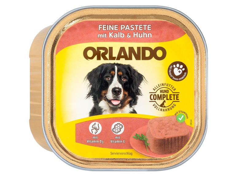 Gehe zu Vollbildansicht: ORLANDO Hundevollnahrung Feine Pastete mit Kalb & Huhn, 21 x 300 g - Bild 2