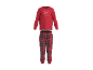 Roter Langarm-Pyjama mit karierter Hose, mit „COOKIE TIME“-Schriftzug und Keksen.