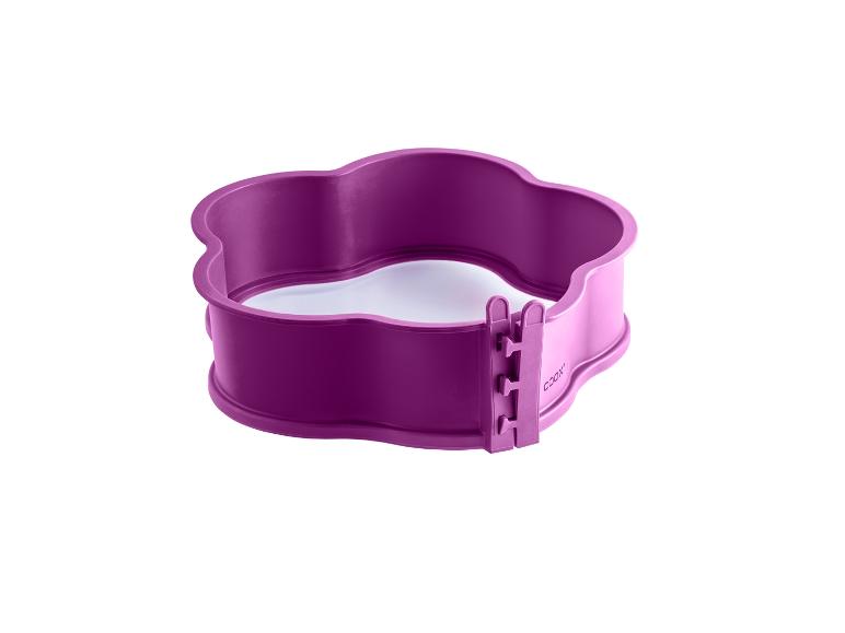 Lila herzförmige Silikon-Backform mit Verschluss