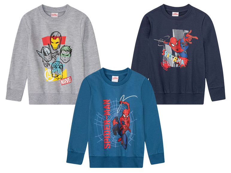 Drei Marvel-Sweatshirts mit Spiderman-Motiv