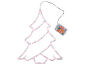 Leuchtende Weihnachtsbaum-Dekoration mit rosa Lichtern und Batteriefach.