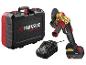 Ein Set mit Winkelschleifer, Akku, Ladegerät und Werkzeugkoffer.