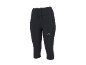 Schwarze Capri-Sporthose für Damen mit Kordelzug in der Taille.