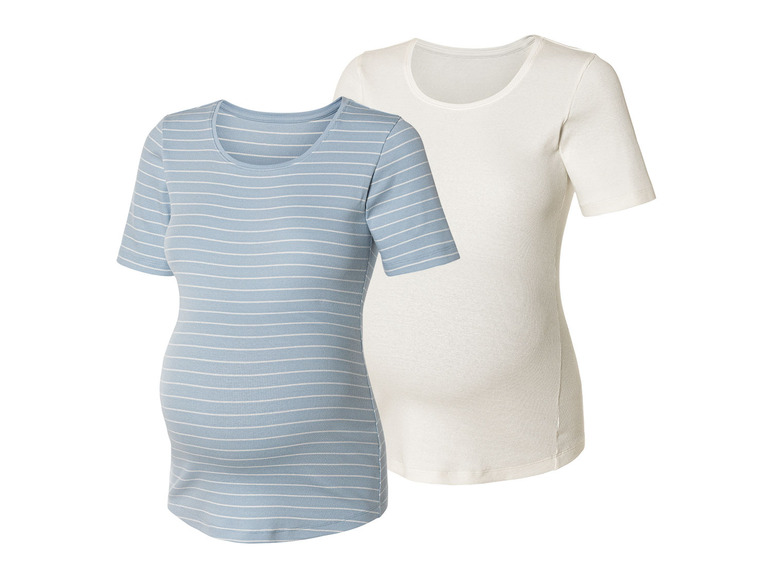 Gehe zu Vollbildansicht: esmara® Damen Umstands-T-Shirts, 2 Stück, in modischer Ripp-Qualität - Bild 2