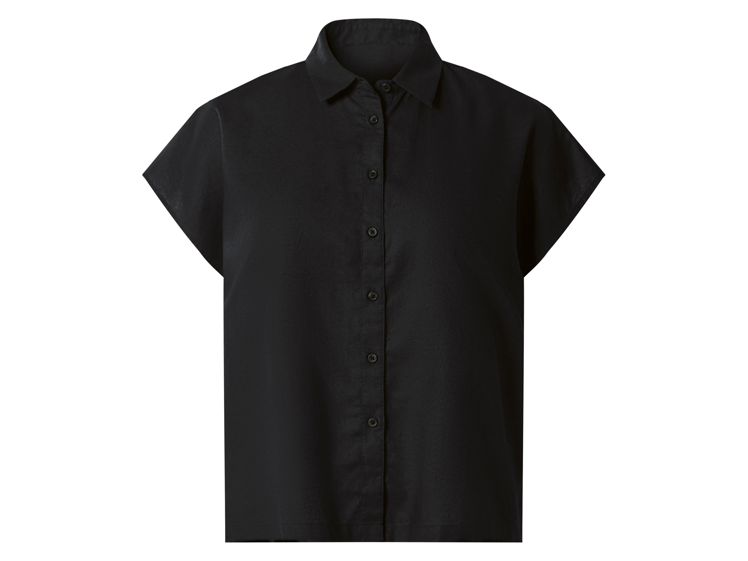 ESMARA® Damen Bluse mit Leinen (Schwarz, M (40/42))
