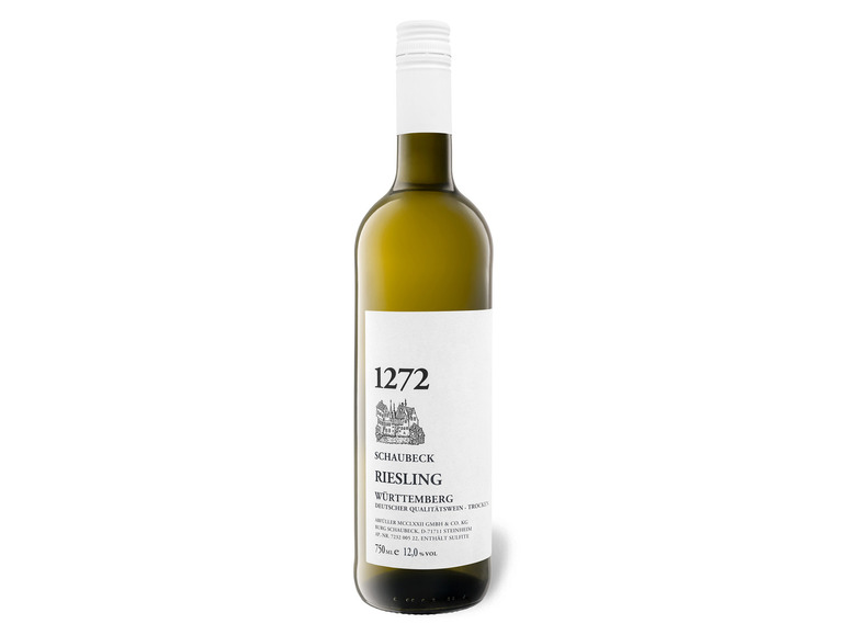 Riesling 1272 Weißwein trocken, QbA 2022 Schaubeck Württemberg