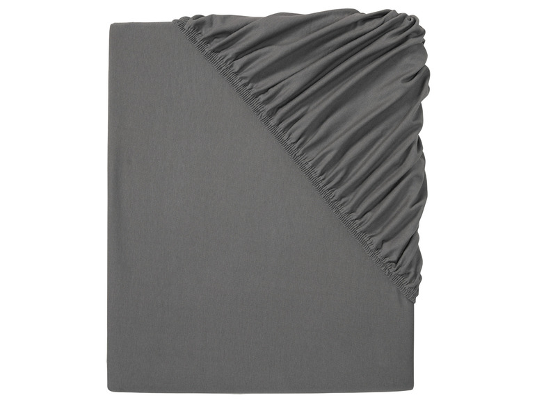Ein graues Spannbettlaken.