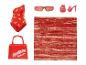 Rotes Rainbow High Badekostüm, Sonnenbrille, Schuhe und Tasche.