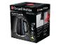Ein schwarzer Russell Hobbs Wasserkocher mit Wabenmuster.