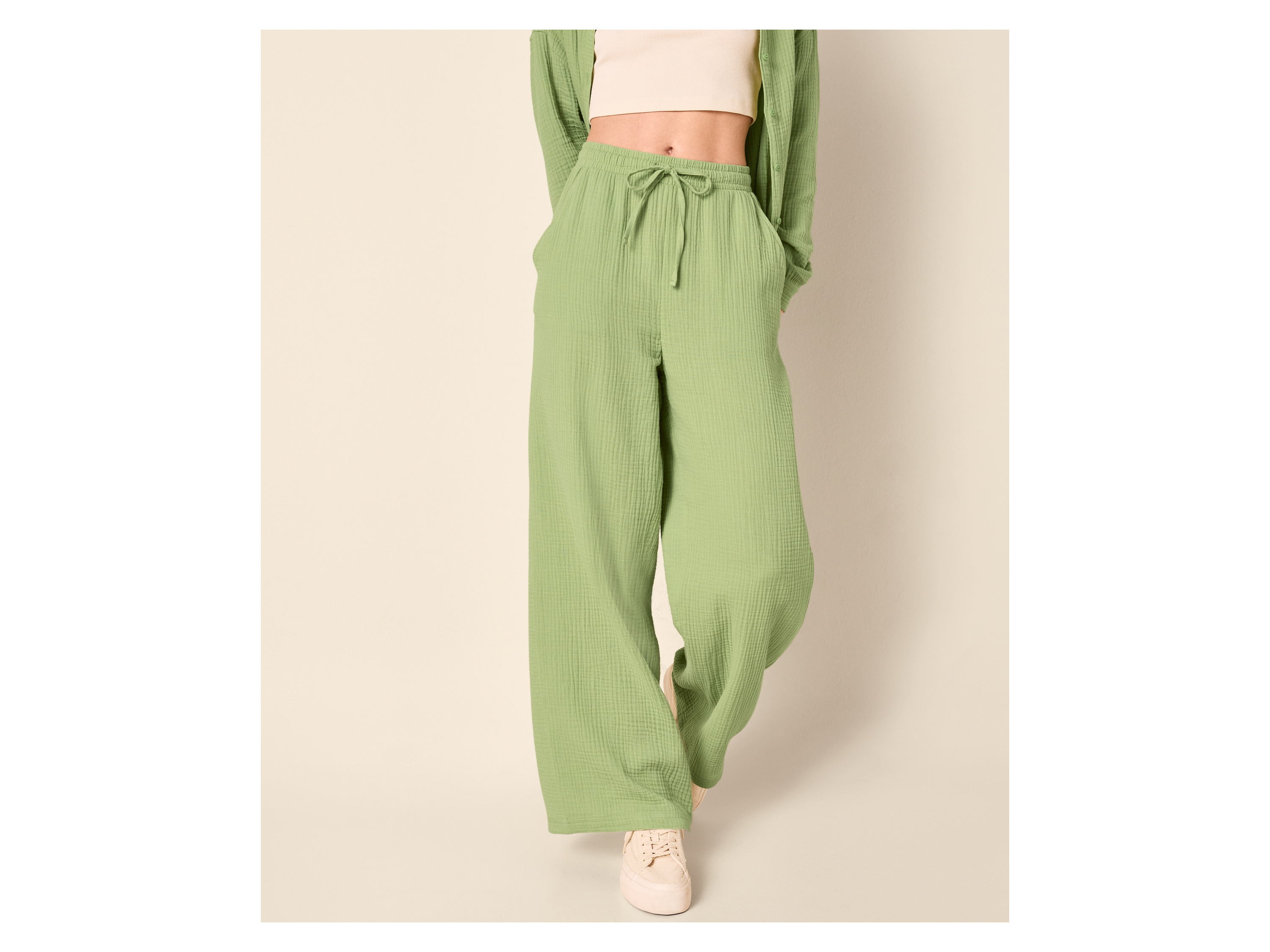 ESMARA® Damen Musselin-Hose (Grün, M(40/42)) – Bild 2 von 3