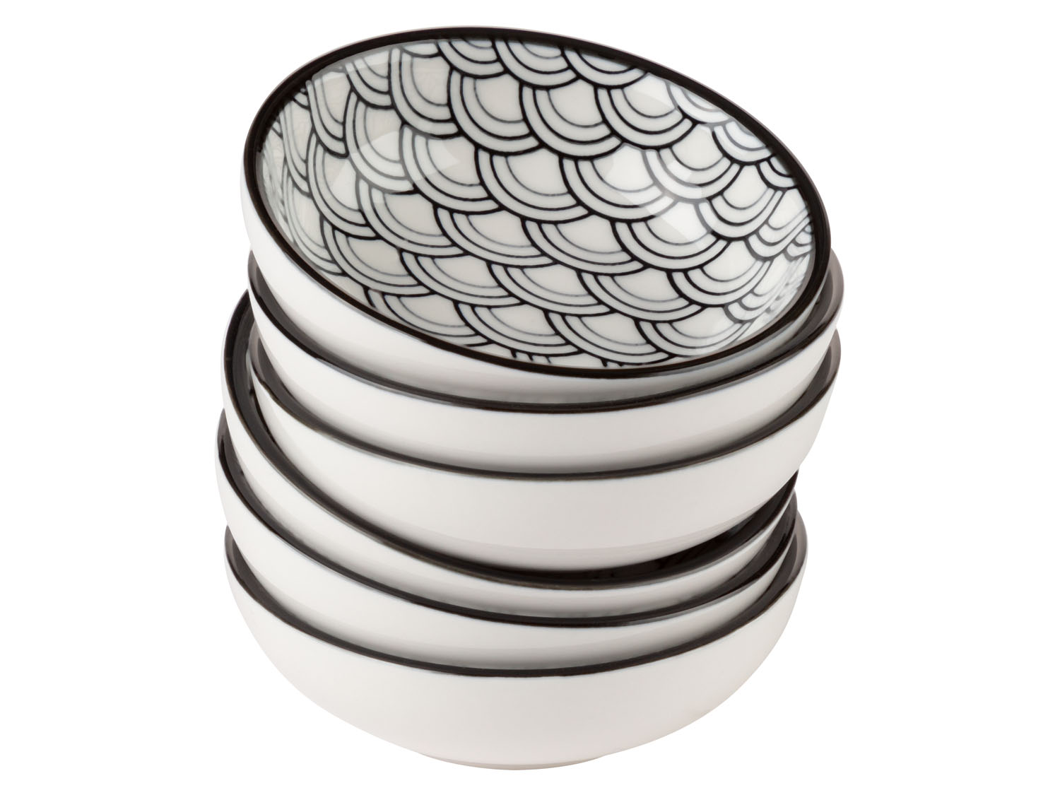 Thumbnail - ERNESTO® Schüsseln/Dipschälchen/Porzellanlöffel (Dipschälchen/weiß/schwarz)