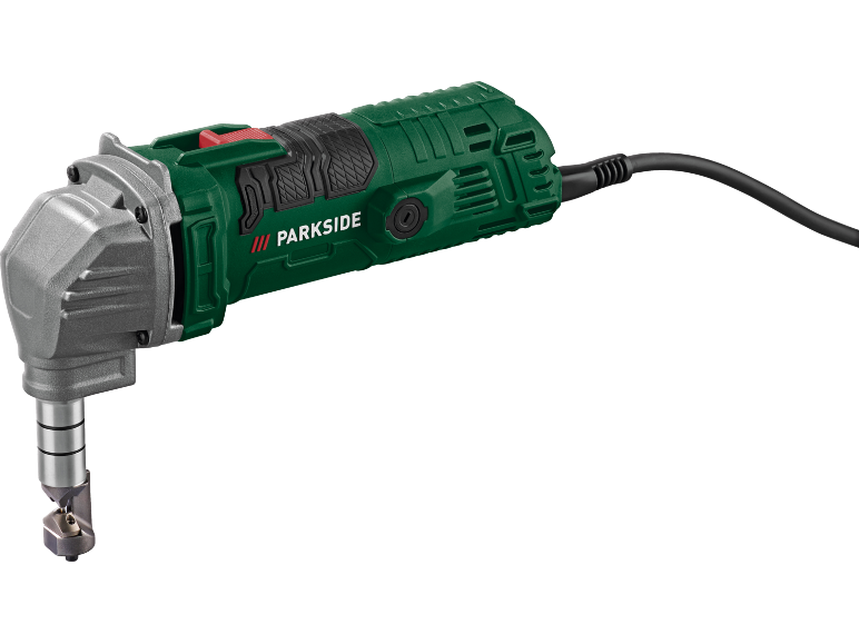 Elektrische Knabber mit grünem Gehäuse und silbernem Schneidkopf