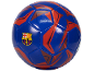 Blau-roter Fußball mit Wappen.